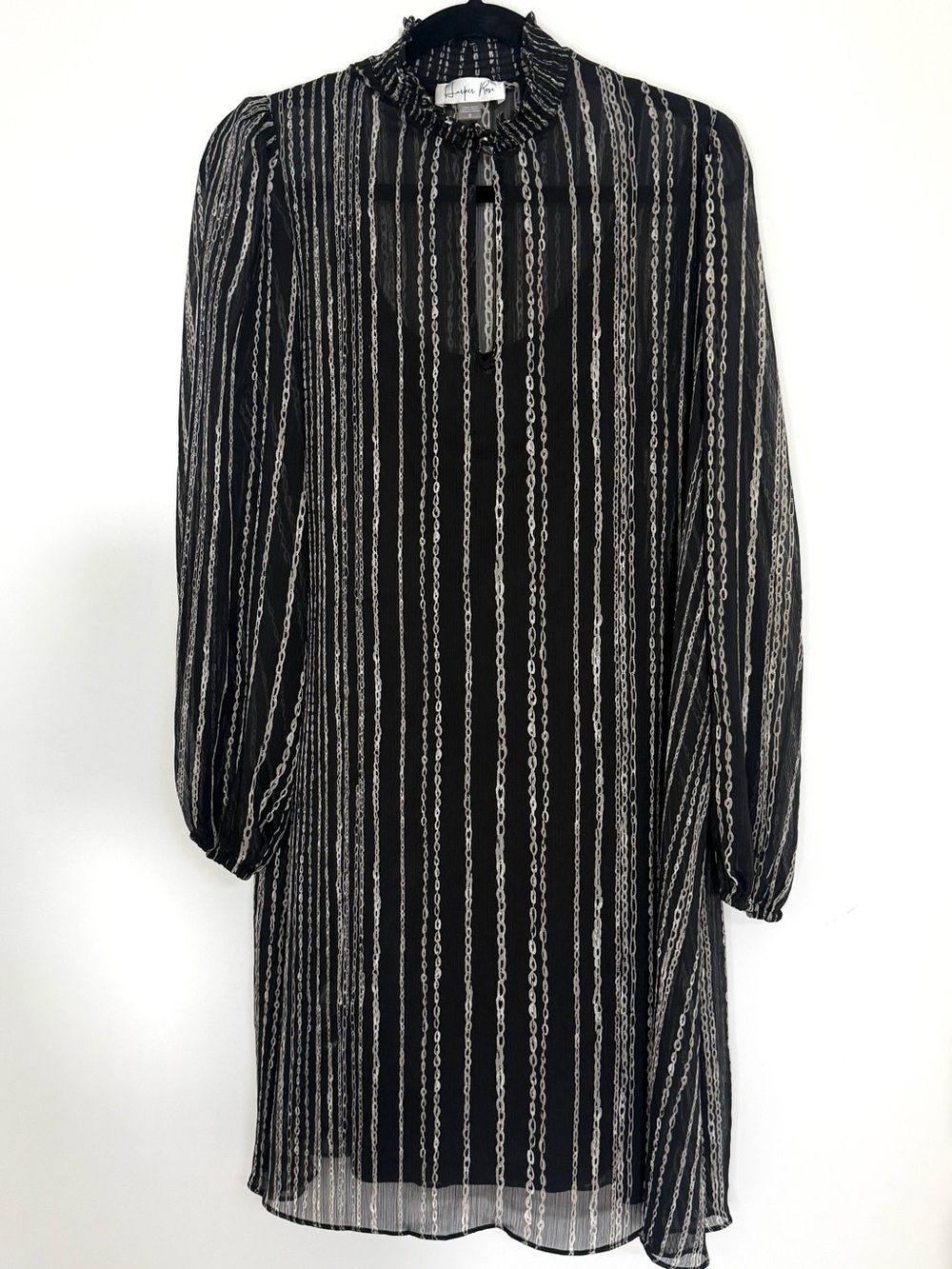 Harper Rose Sheer Chain Design Dress w/ Slip 12  Whimsy Goth Boho Gauzy Flowy